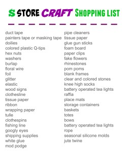 Dollar Store Craft Shopping List Printable